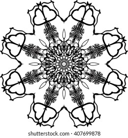 round black outline pattern white background