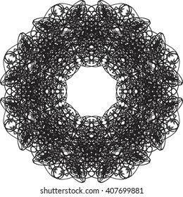 round black outline pattern white background