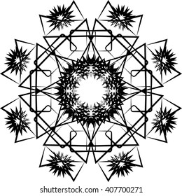 round black outline pattern white background