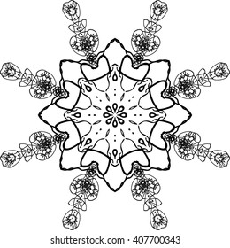 round black outline pattern white background