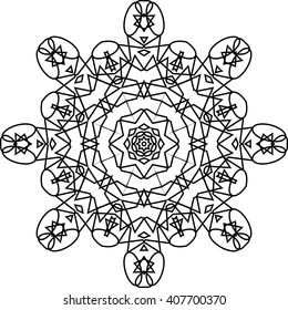 round black outline pattern white background