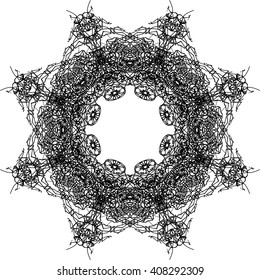 round black outline pattern white background