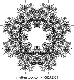 round black outline pattern white background