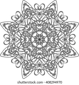 round black outline pattern white background