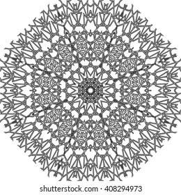 round black outline pattern white background