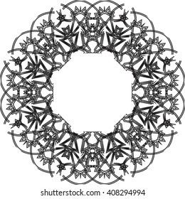round black outline pattern white background