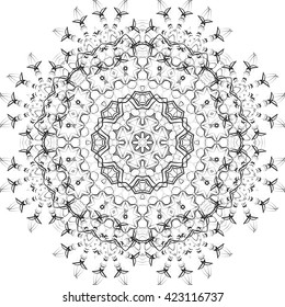 round black outline pattern white background