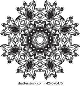 round black outline pattern white background