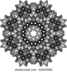 round black outline pattern white background