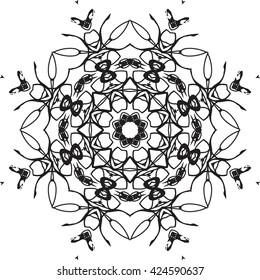 round black outline pattern white background