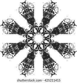 round black outline pattern white background