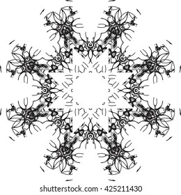 round black outline pattern white background