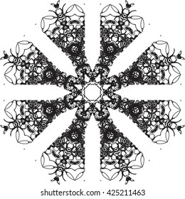 round black outline pattern white background
