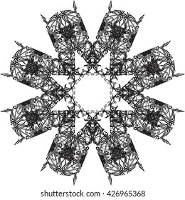 round black outline pattern white background