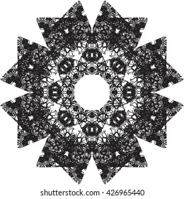 round black outline pattern white background