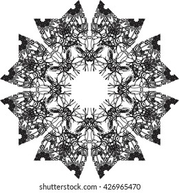 round black outline pattern white background