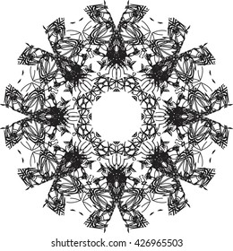 round black outline pattern white background