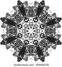 round black outline pattern white background