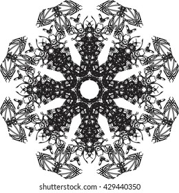 round black outline pattern white background