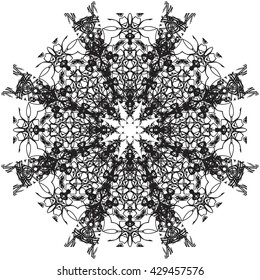 round black outline pattern white background
