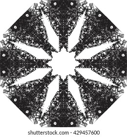 round black outline pattern white background
