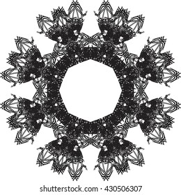 round black outline pattern white background