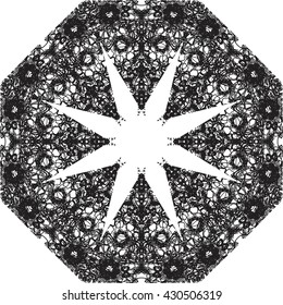 round black outline pattern white background