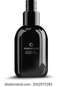 Frasco de plástico negro redondo con tapa negra para 
cosméticos - crema corporal, mantequilla, espuma, sal de baño, gel, champú, 
cuidado de la piel, jabón líquido