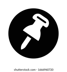 Round Black Push pin icon, clip point