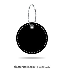 Round black sale tag label with chain, vector design