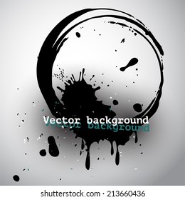 Round black vector blot in grunge style, graphic design element for poster or flyer