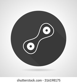 Round black vector icon with white line cell division, Abstract symbol for biology. Two connected cells with nucleus. Web design element for business. svg