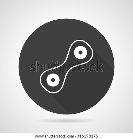 Round black vector icon with white line cell division, Abstract symbol for biology. Two connected cells with nucleus. Web design element for business.