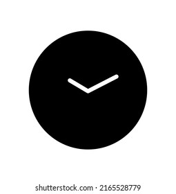 Round black wall clock icon. Black round clock symbol.