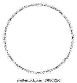 Round black and white border frame with doodle chicken. Can be used for decoration and design photo frame, menu, card, scrapbook, album. Vector Illustration