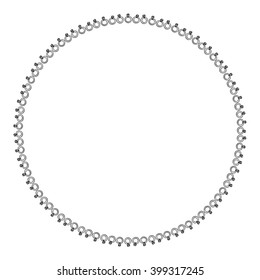 Round black and white border frame with doodle rings. Can be used for decoration and design photo frame, menu, card, scrapbook, album. Vector Illustration