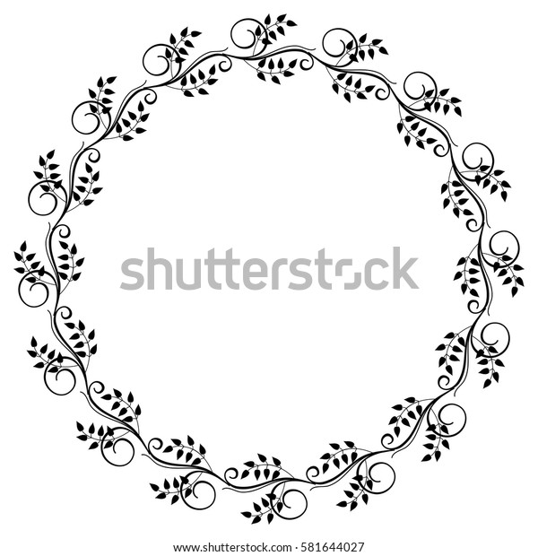 Round Black White Frame Abstract Decorative Stock Vector Royalty