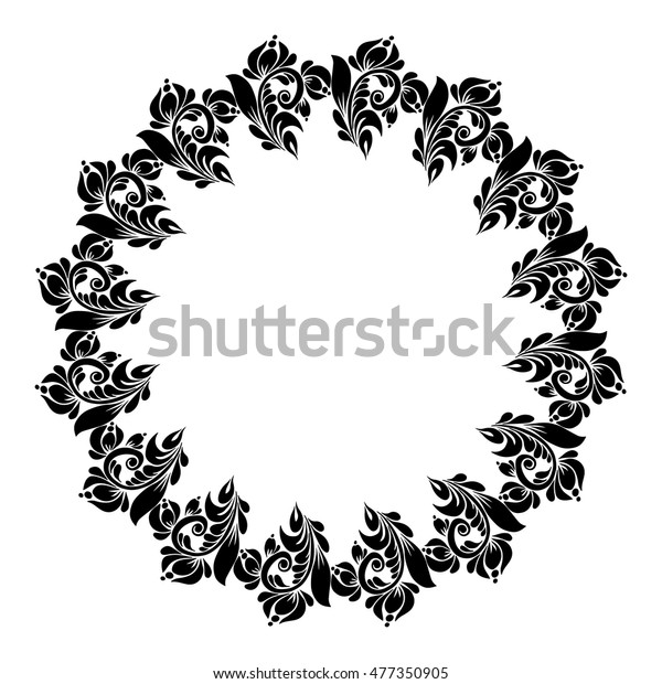 Round Black White Frame Flowers Design Stock Vector Royalty Free