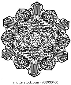 round black and white mandala