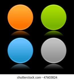 Round blank matted color buttons on black