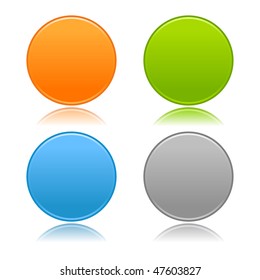 Round blank matted color buttons on white