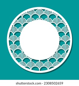 Redondear en blanco con borde de apertura. Burla blanca de la tarjeta, certificado, invitación a la boda. Plantilla para el corte por láser de papel, calado, tallado de madera, grabado de metal, cnc. Ilustración vectorial.