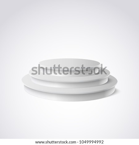 round blank podium on transparent background. Stage for awards ceremony. Pedestal. Spotlight. Vector illustration.