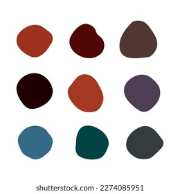 Blob redondo, círculos, etiqueta vacía. Resumen de formas irregulares, conjunto de burbujas. Formas de color orgánico, elementos vectoriales dibujados a mano