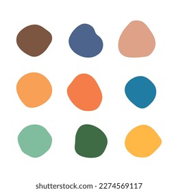 Round blob, circles, empty label. Abstract irregular shapes, set of bubbles. Organic color shapes, hand drawn vector elements