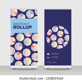 round blue Abstract Shapes Modern Exhibition Advertising Trend Business Roll Up Banner Stand Poster Brochure flat design template creative concept. round blue Roll Up EPS. Presentation