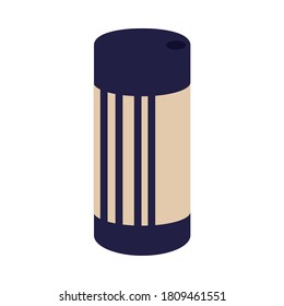 round blue and beige salt shaker on white background vector illustration design