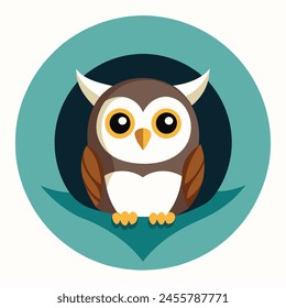 a round blue circle with a owl on it  vector illustration.