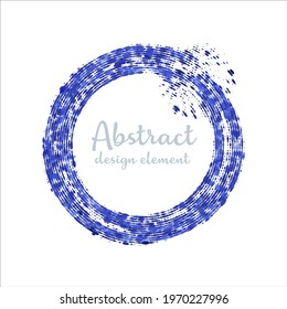 Round blue dotted frame with space for text. Vector confetti border. Glitter circle. Halftone design element.