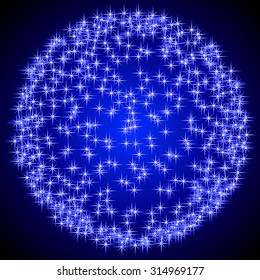 Round  blue fireworks  - vector illutration 